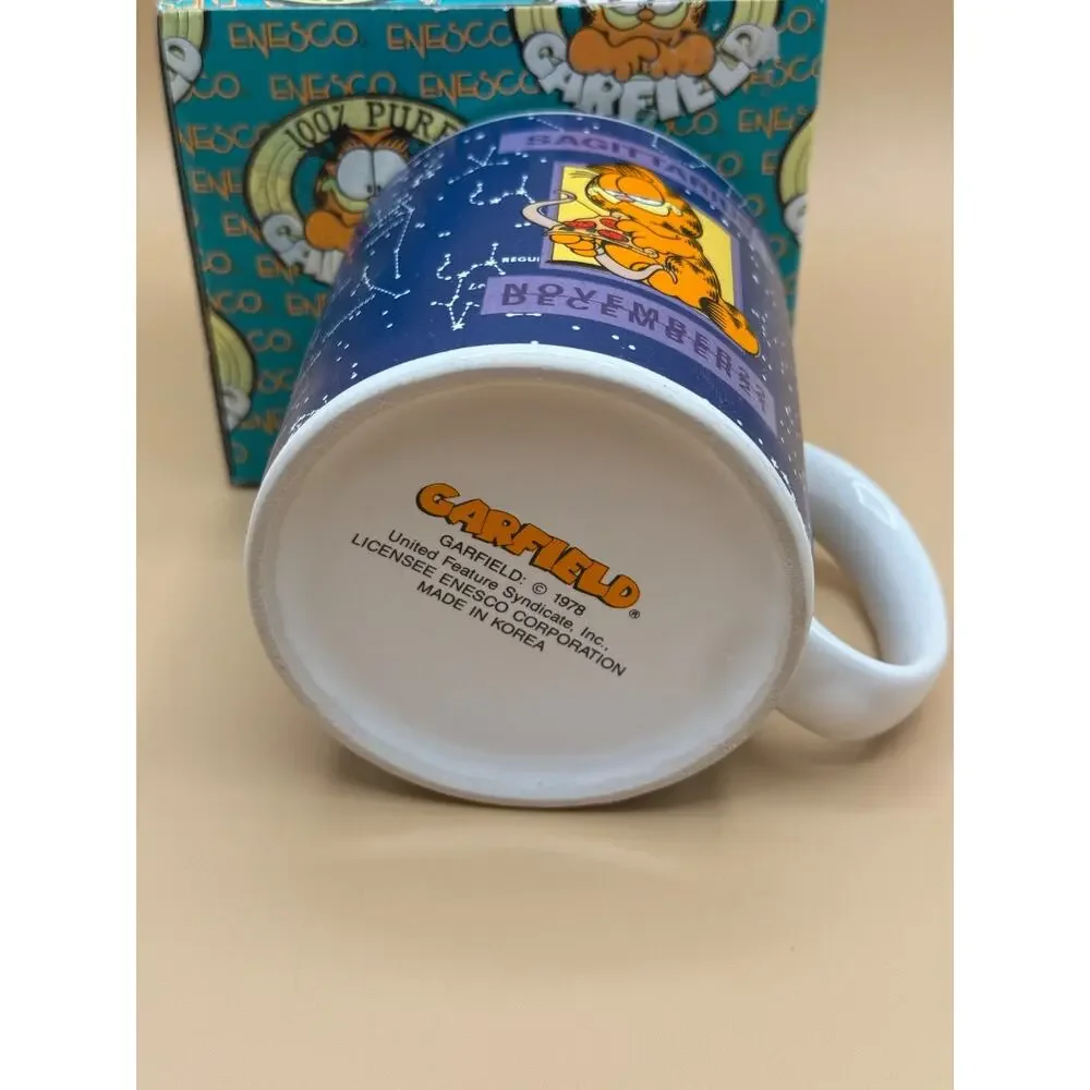 🐱 Vintage Garfield Sagittarius Zodiac Mug Enesco 1978 Korea w/ Box New